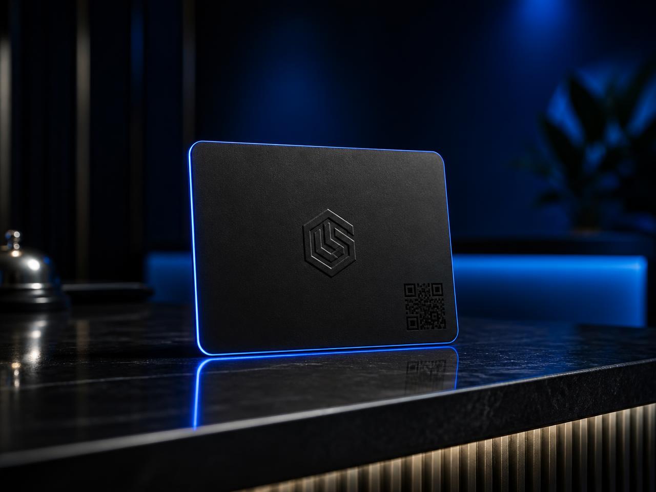 ClickShift NFC review card with QR backup on a front-desk counter